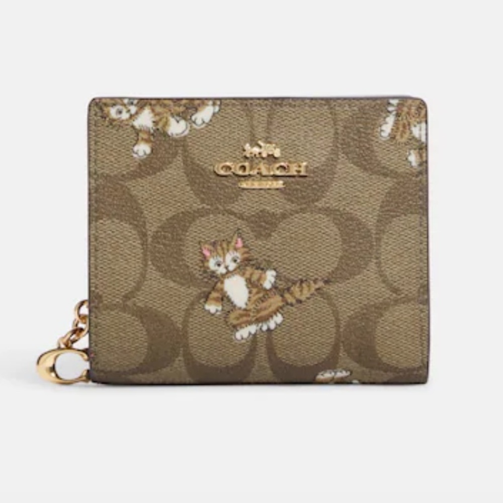 Coach Dancing Kittens Sigature Snap Wallet